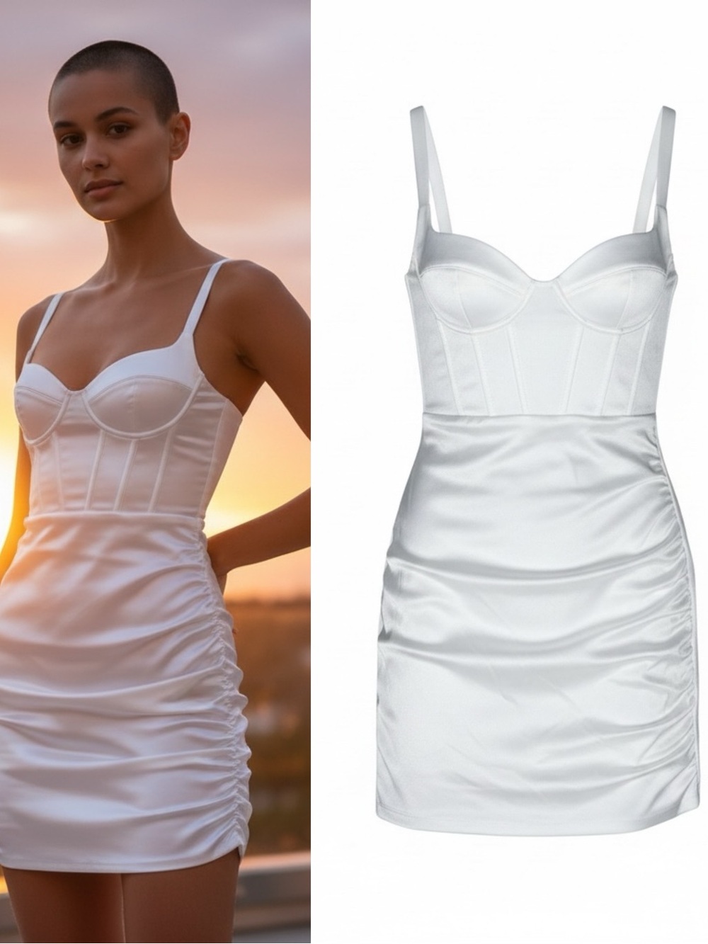 Zara White Corset Draped Mini Dress | Bustier Straps | XS